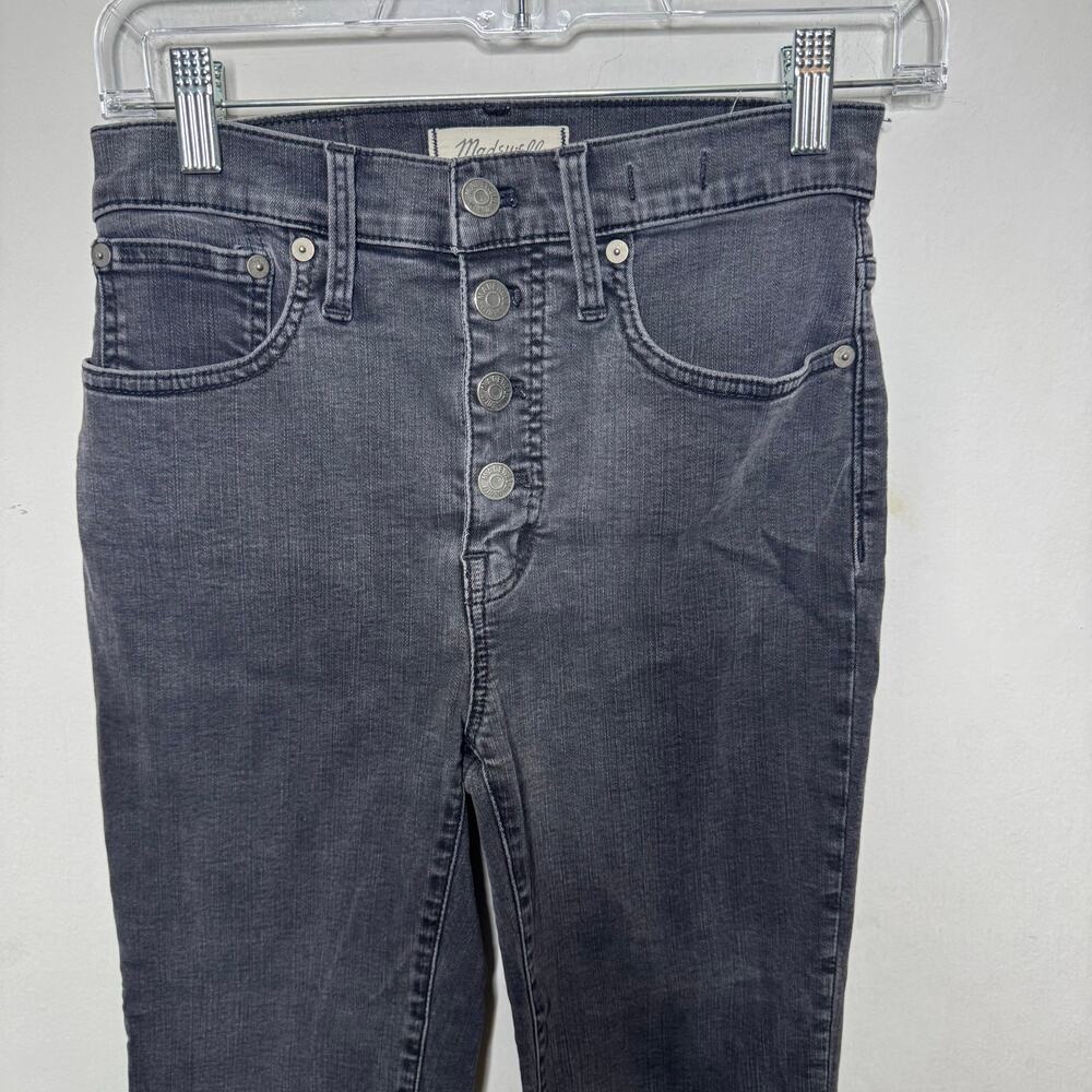 Madewell‎ Cali Demi-Boot Jeans Women’s Sz 26 Black Button Fly High Rise Stretch - Picture 3 of 15